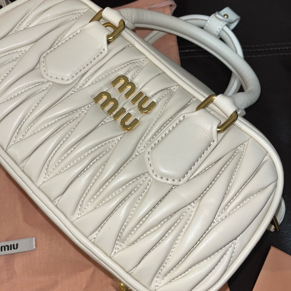 Miu Miu Cream Quilted Shoulder Bag